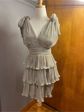 Sparkle Tiered Mini Dress with Tie Shoulders